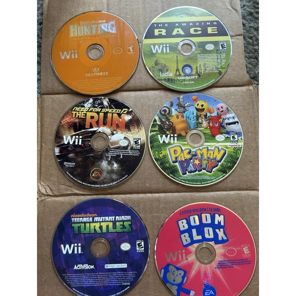 Nintendo Wii Video Game Lot Of 6 PAC Man, TMNT, Boom Blox + More DISCS ONLY